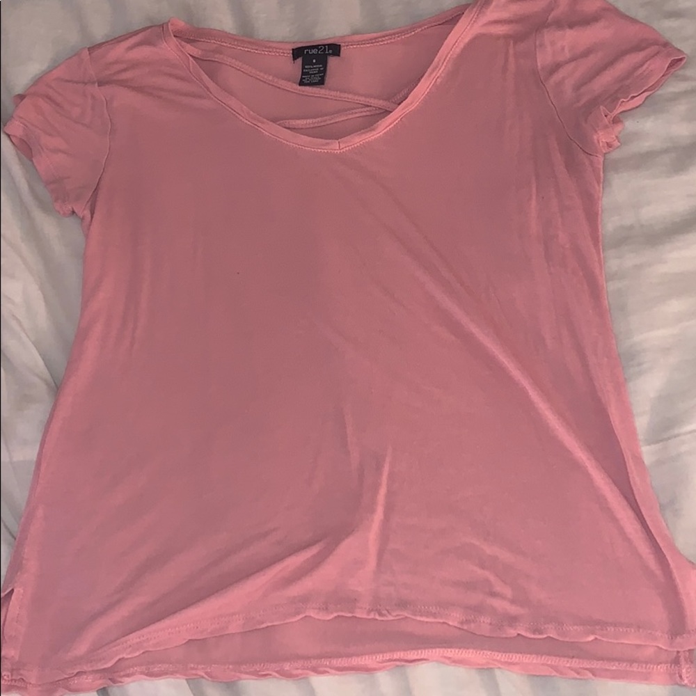 V neck t shirt with cross over chest